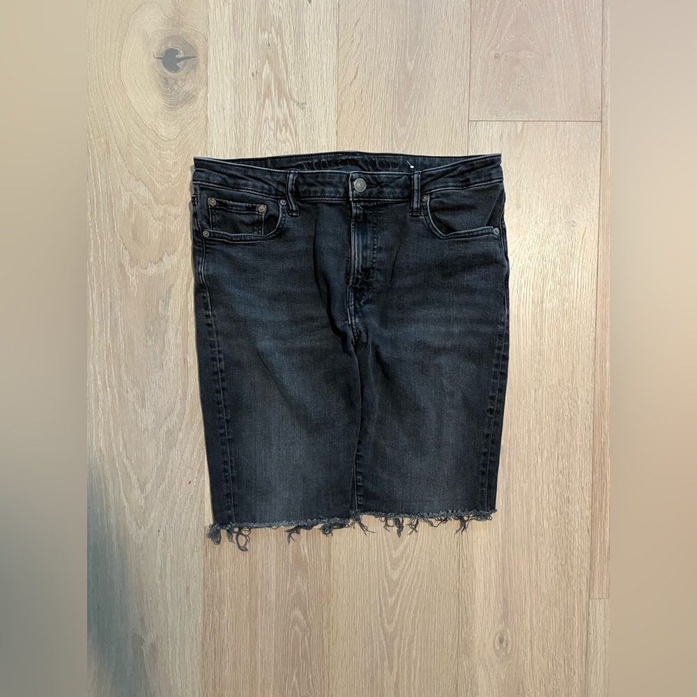 Stretchy American eagle faded black “N(e)xt Level Airflex” Jean Shorts